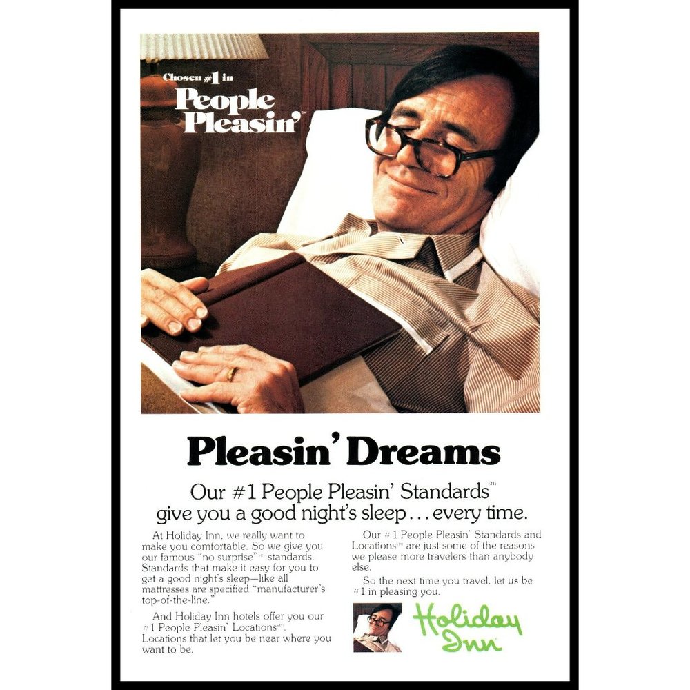1980 Holiday Inn People Pleasin Dreams Vintage Print Ad Man Pajamas Hotel Decor